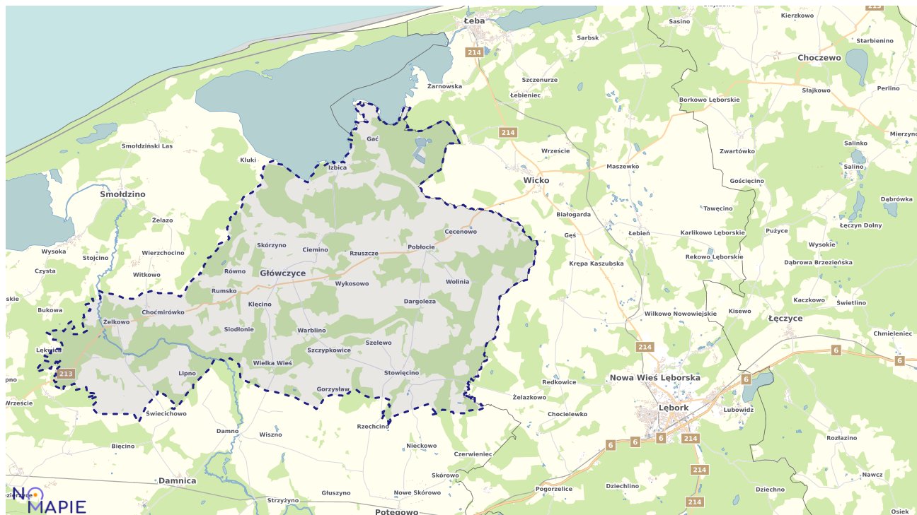 Mapa obszarów ochrony przyrody Główczyc