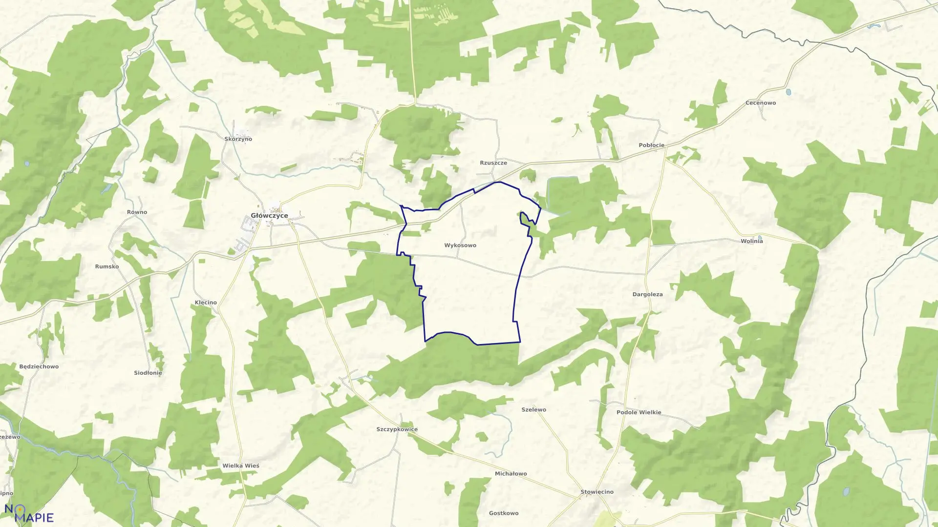 Mapa obrębu WYKOSOWO w gminie Główczyce